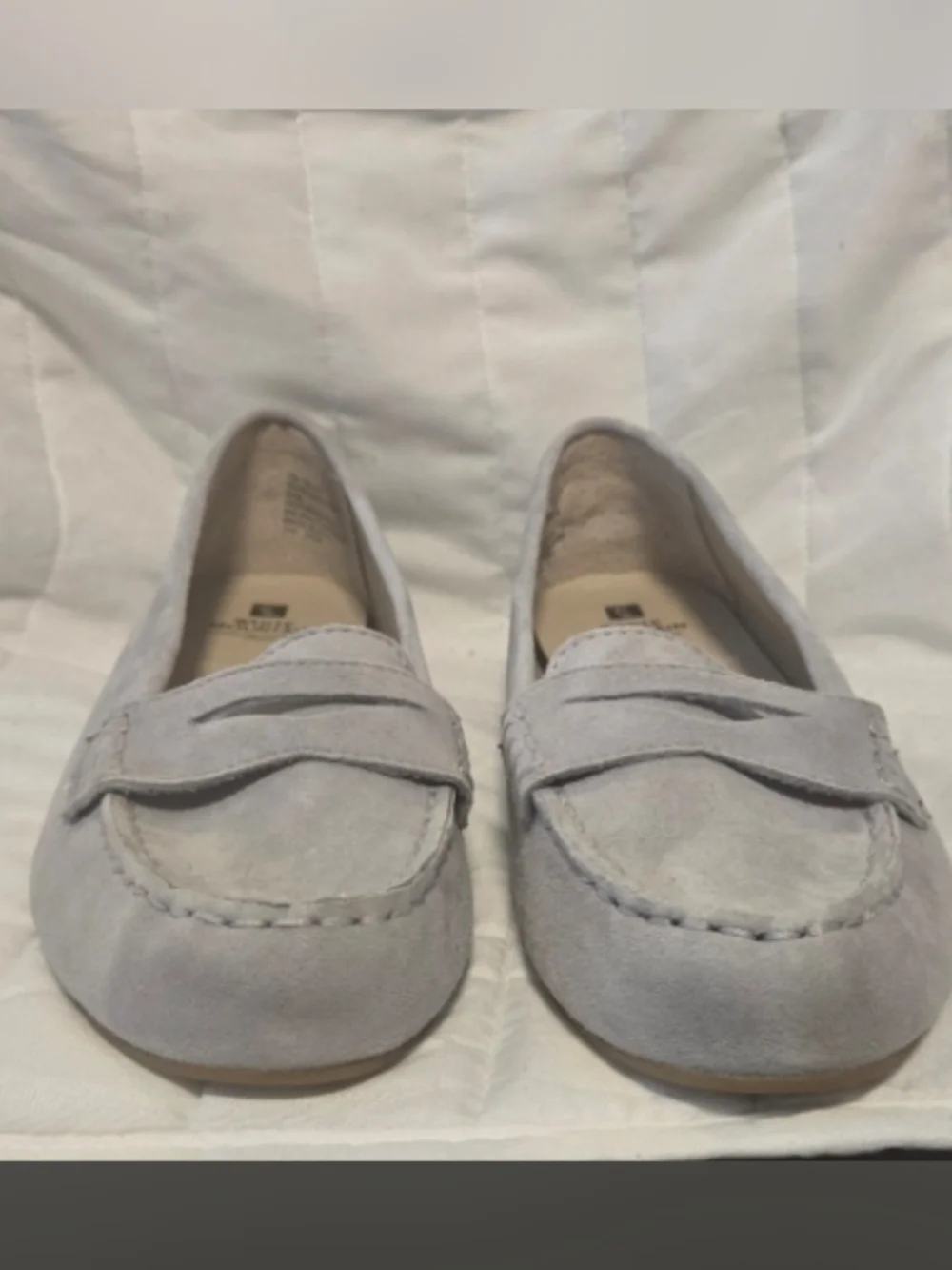 White Mountain Light Gray Suede Penny Loafers 9.5